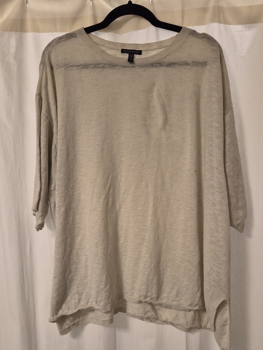 Eileen Fisher Light Cream Relaxed Linen-Blend Boxy Top